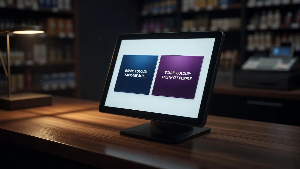Red versus blue bonus choice on a cashier screen at Winoui